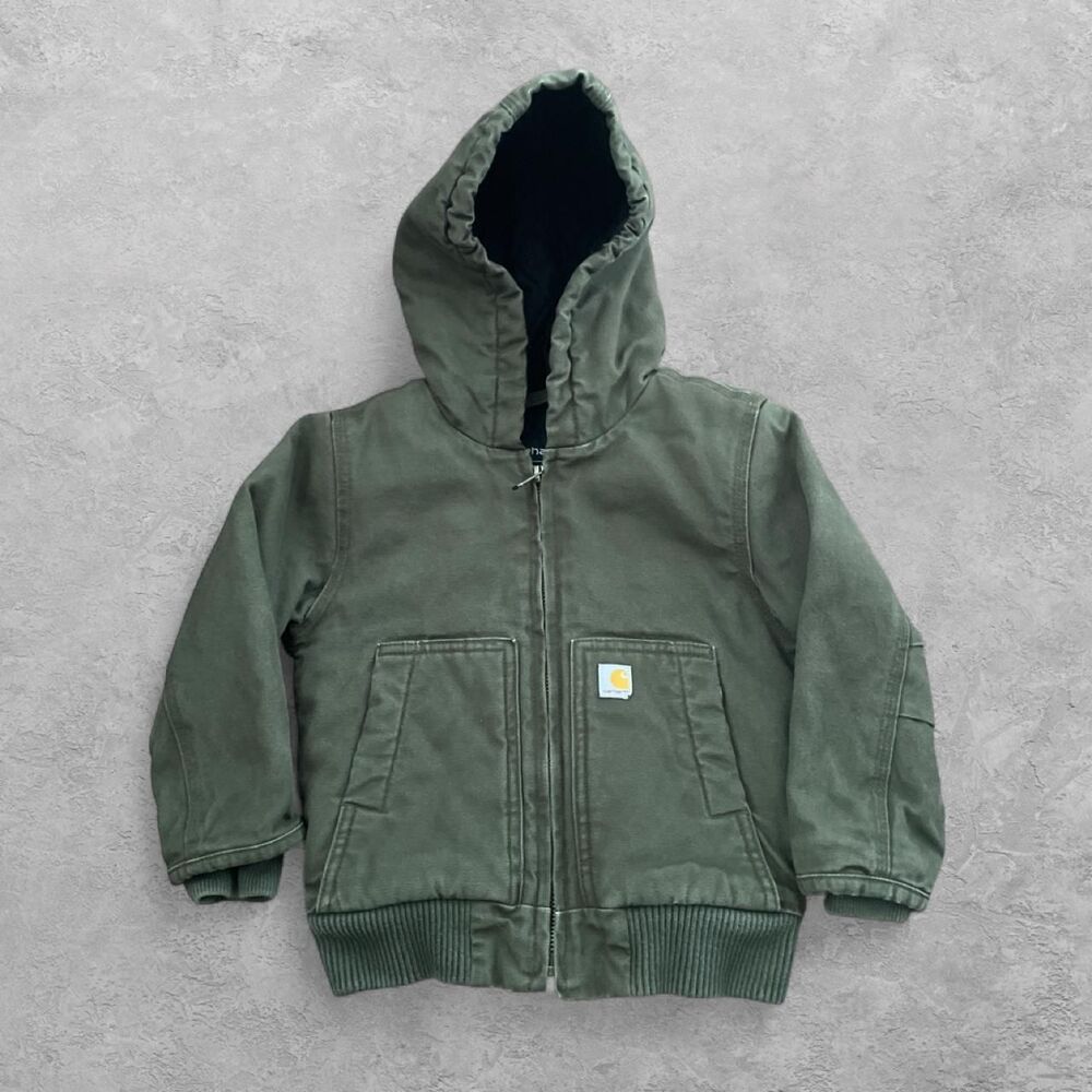 Carhartt Toddler Green MOS Hooded Quilted Zip Up Jacket 24M